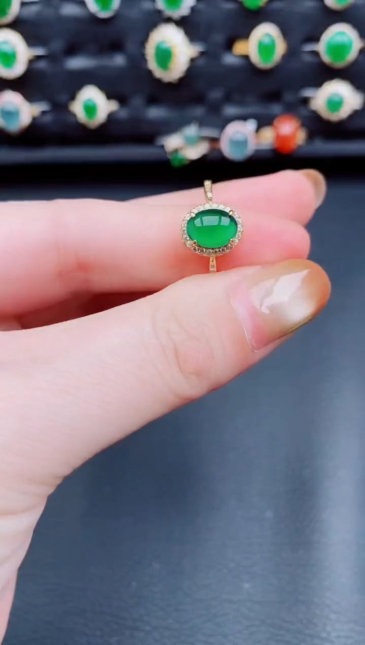 【闪购商品】翡翠戒指银S925镶嵌天然a货翡翠108