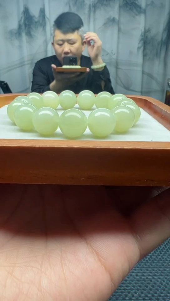 未镶嵌手串和田玉若羌浅黄卡15纯天然拍一发一