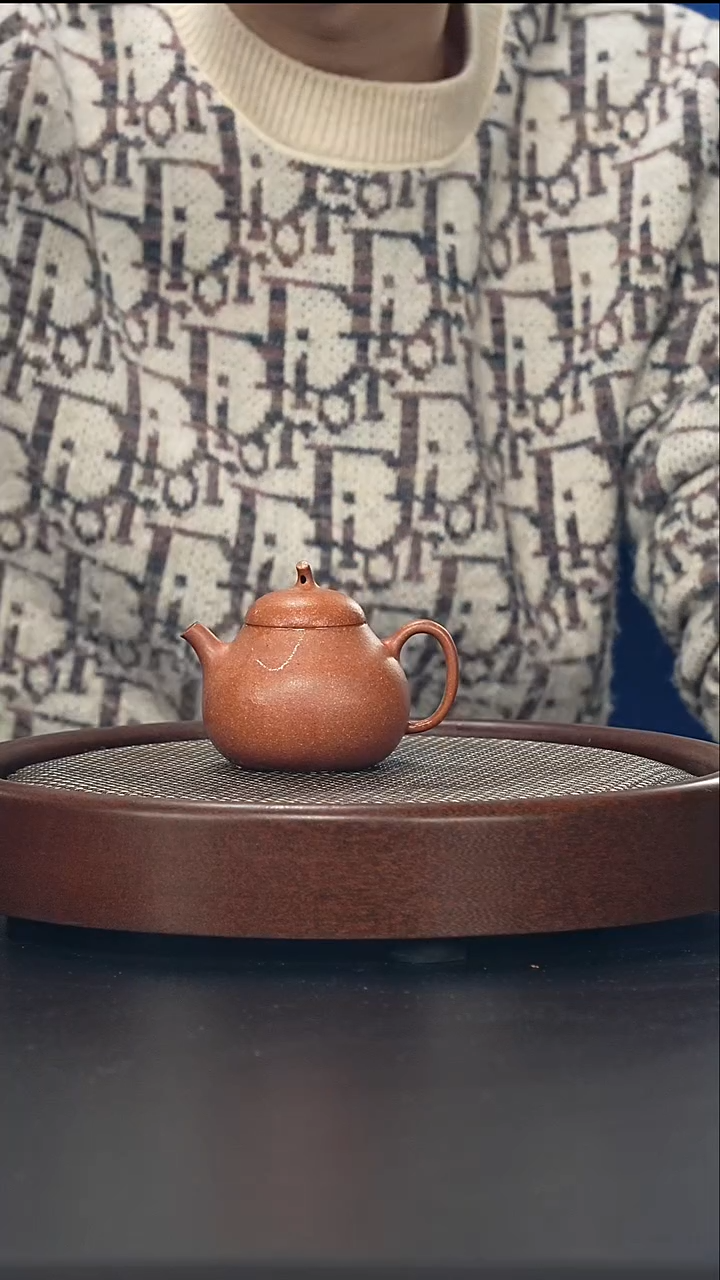 茶壶紫砂茄瓜-30目黄降坡-全手工微微瑕