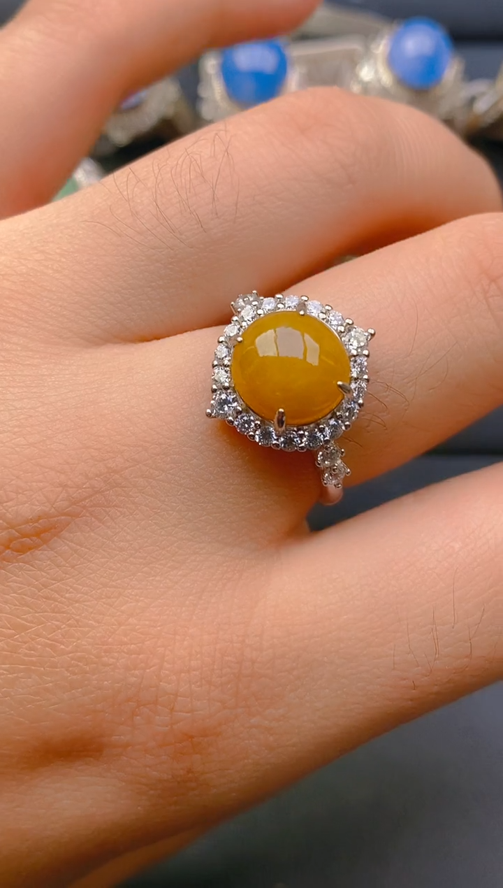 【闪购商品】翡翠戒指银S925镶嵌天然A货翡翠1