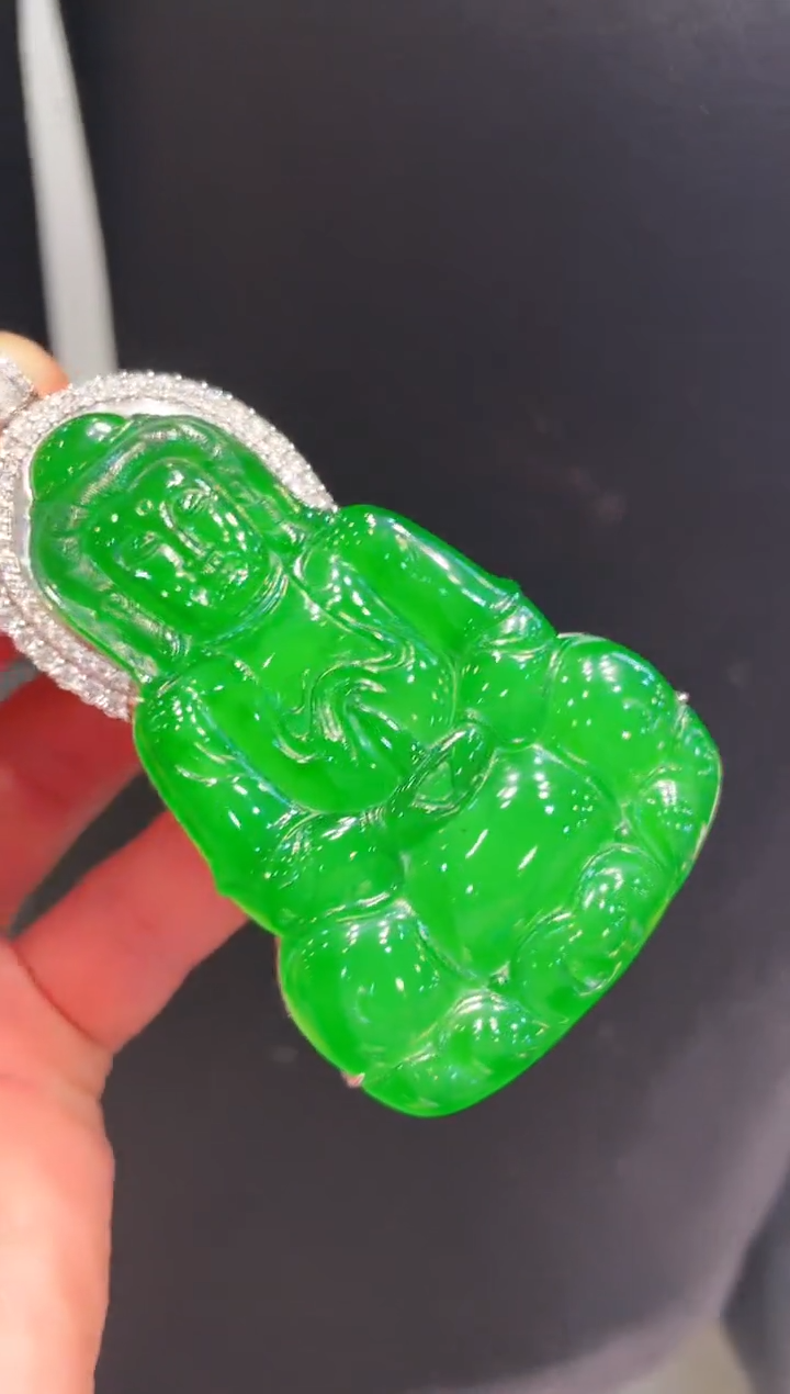 【闪购商品】翡翠颈饰18K金镶嵌A92天然A货翡翠