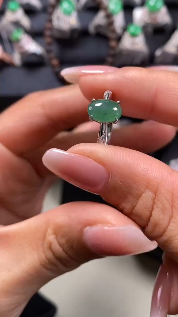 【闪购商品】翡翠戒指银S925镶嵌7763
