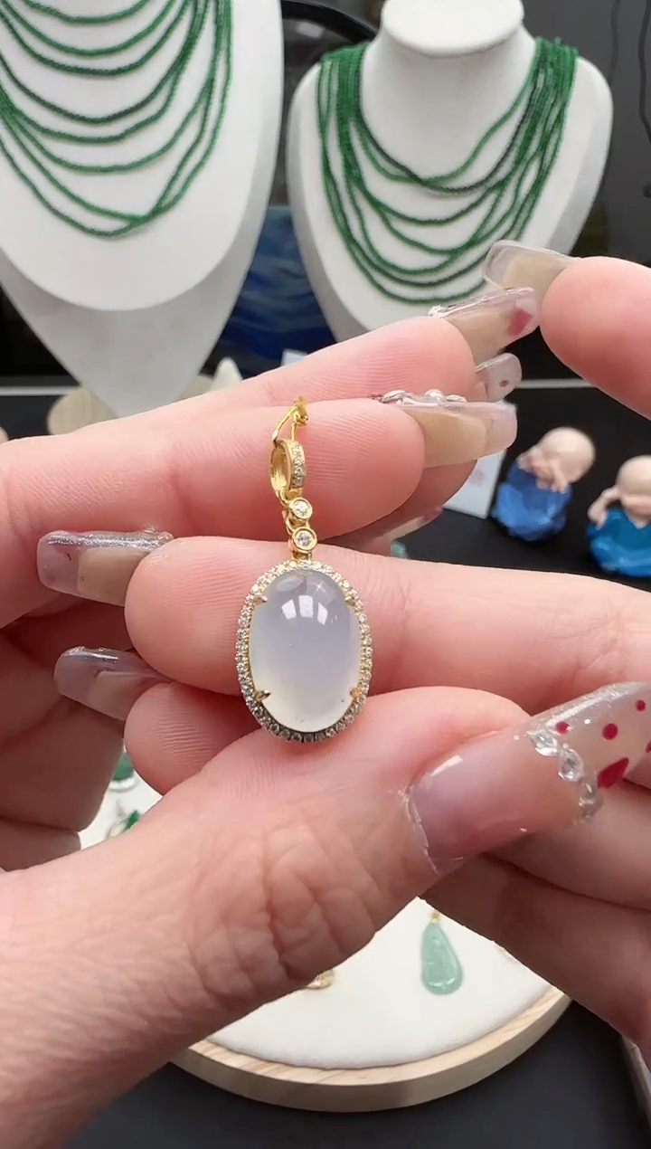 【闪购商品】翡翠毛衣链18K金镶嵌123456789123