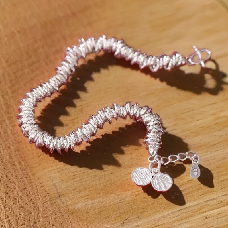 足银手链 喜乐盘缠优雅百搭手链