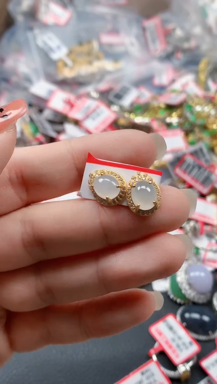 银S925镶嵌戒指翡翠天然A货缅甸翡翠