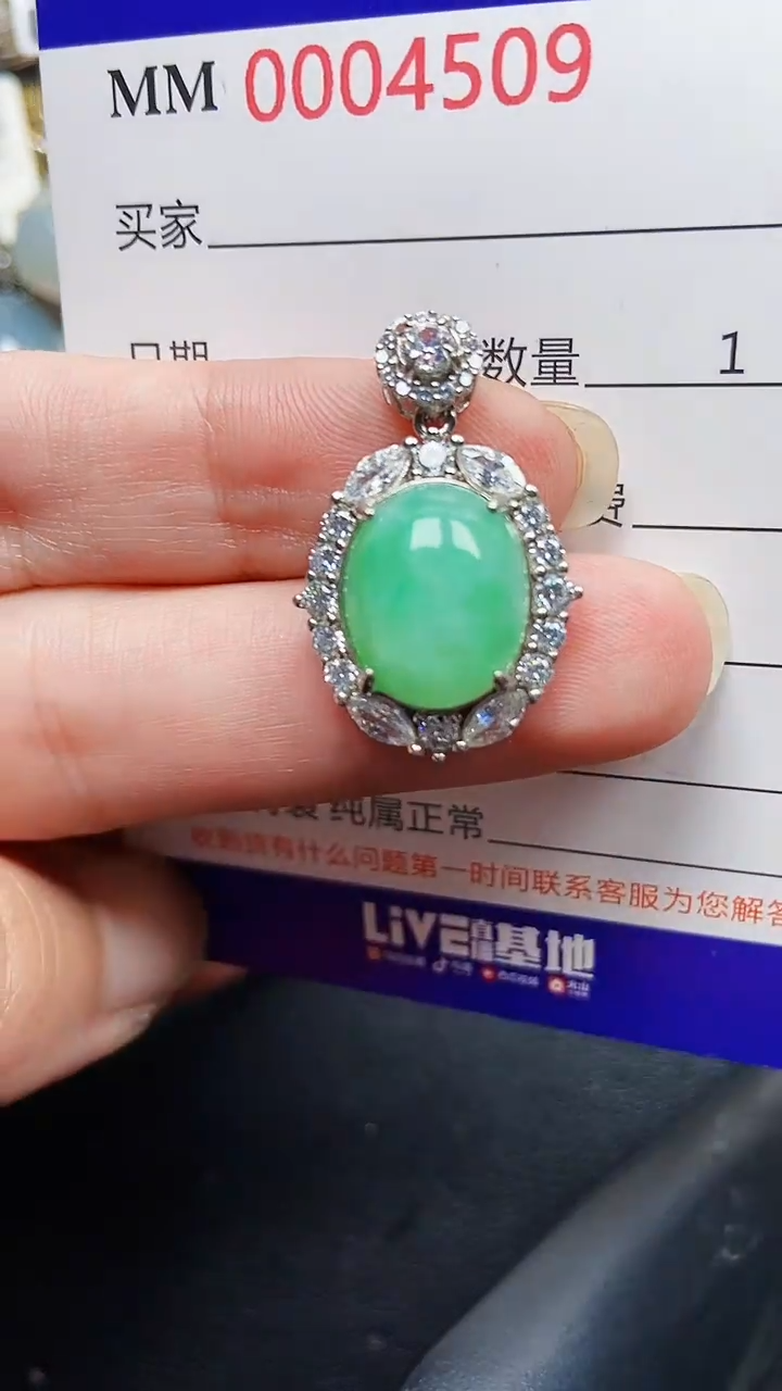 颈饰银S925镶嵌翡翠4509