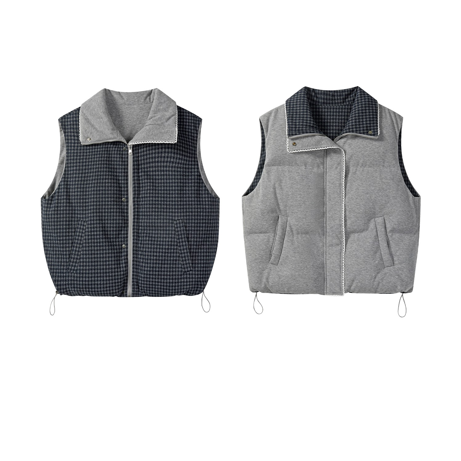 羊城故事-韩系百搭双面可穿上衣冬季加厚保暖立领外套Y51256248 