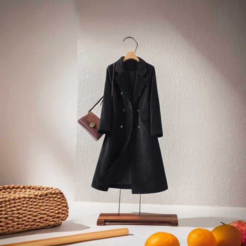 雪尼尔加棉大衣2025冬季新款显瘦百搭气质长款西装领大衣秋冬外套