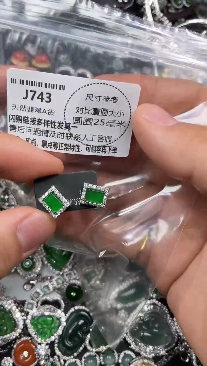 颈饰未镶嵌翡翠J743耳钉