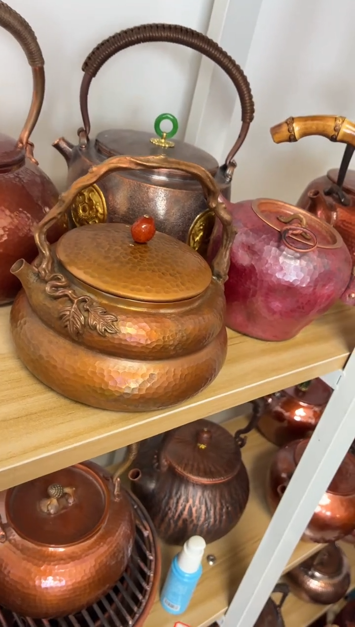 笃*样品 包浆色紫铜葫芦壶  