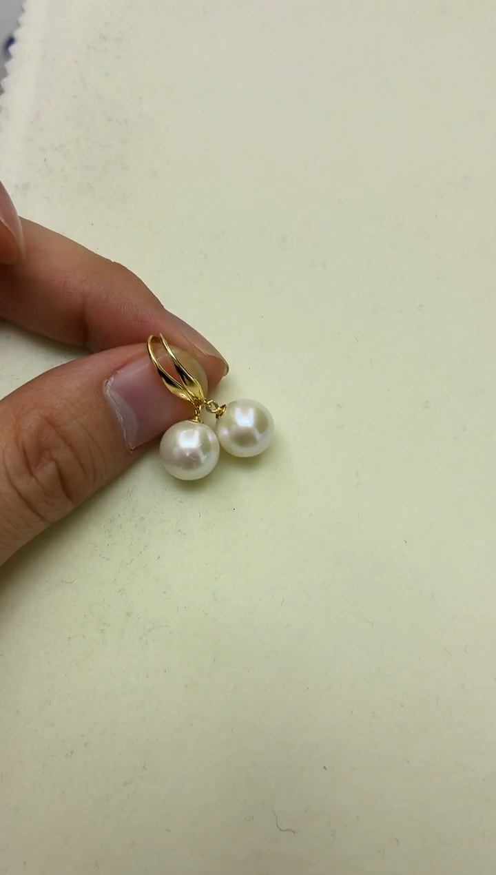 银S925镶嵌DA淡水珍珠耳饰 y1204