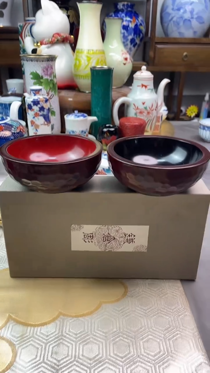 【闪购商品】盘镰仓雕实木碗一对