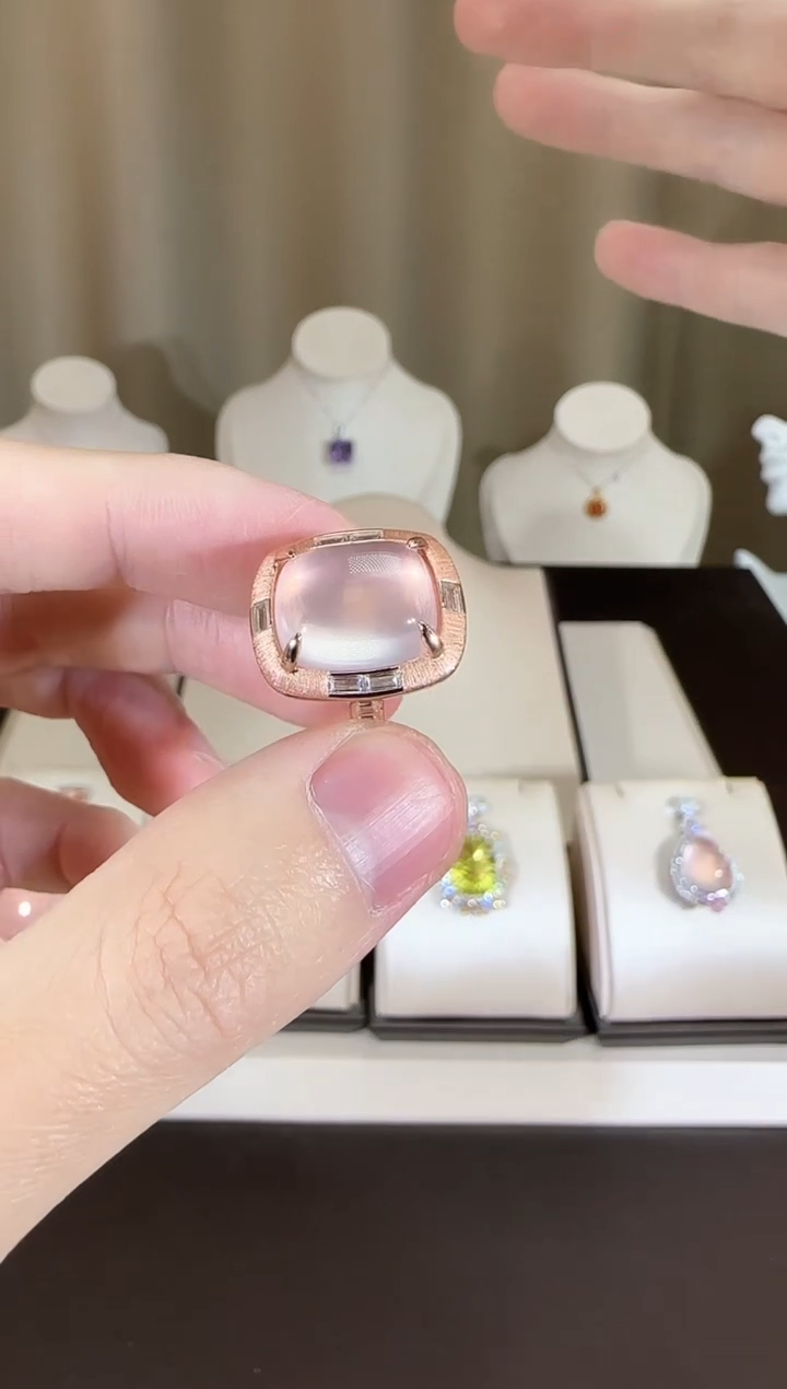 【闪购商品】芙蓉石戒指银S925镶嵌12*14mm