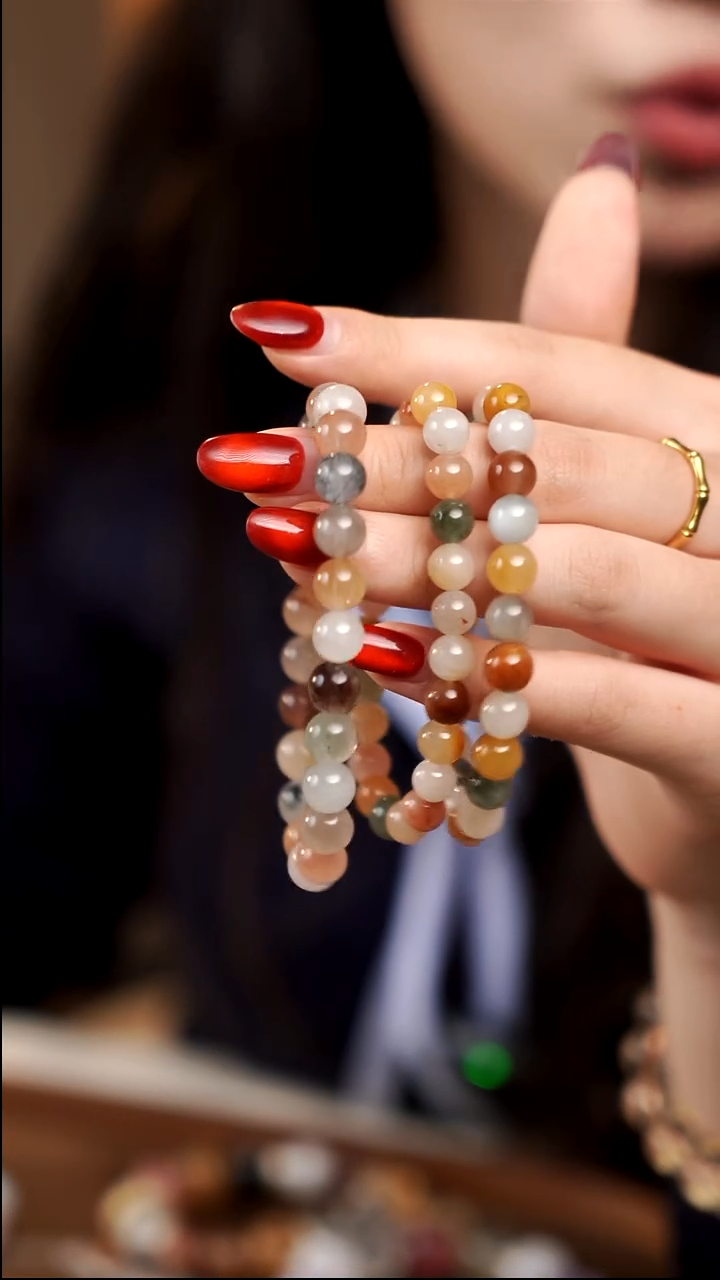 未镶嵌手串水晶彩兔毛 7.5-8.5mm 多样性发货