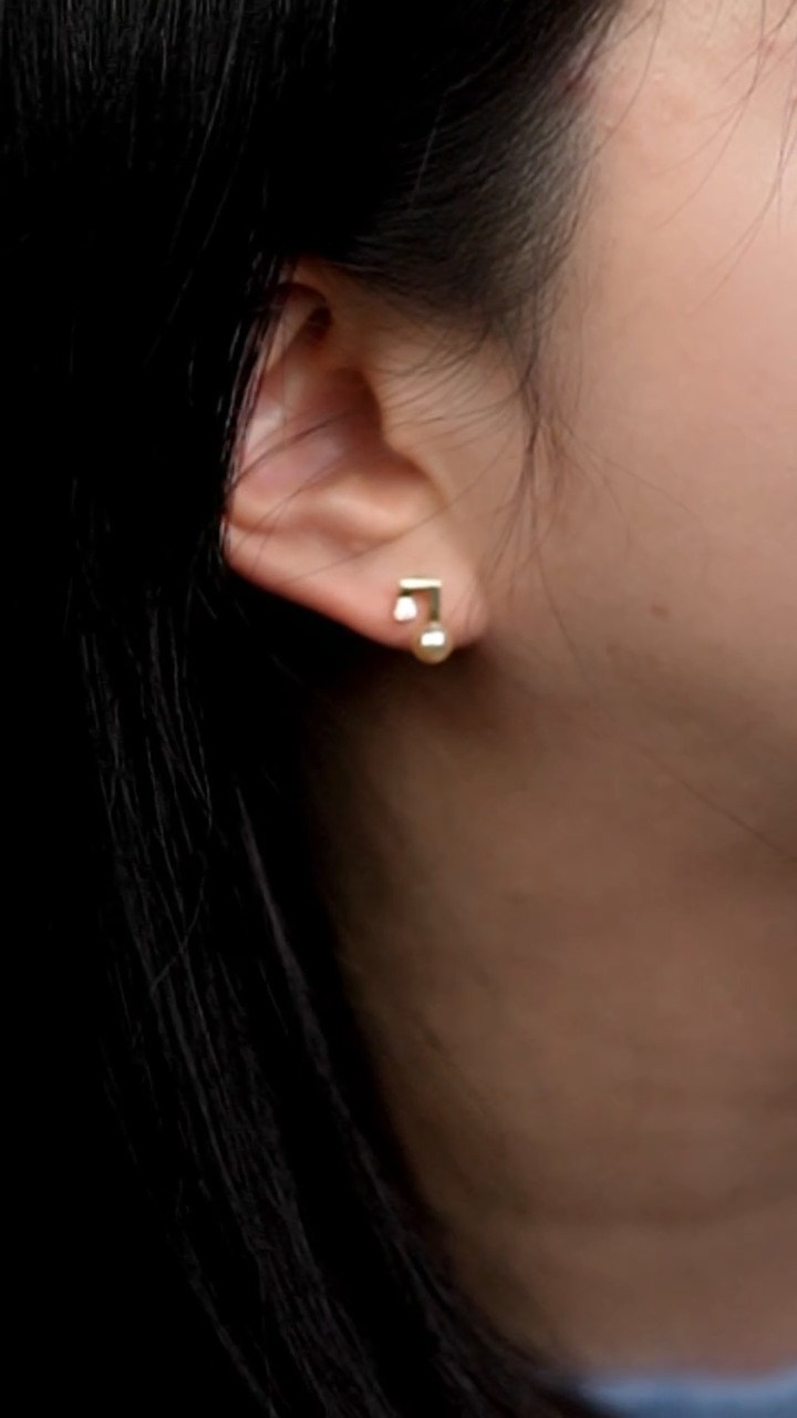 18K金镶嵌耳饰海水珍珠5mmakoya羽皇金