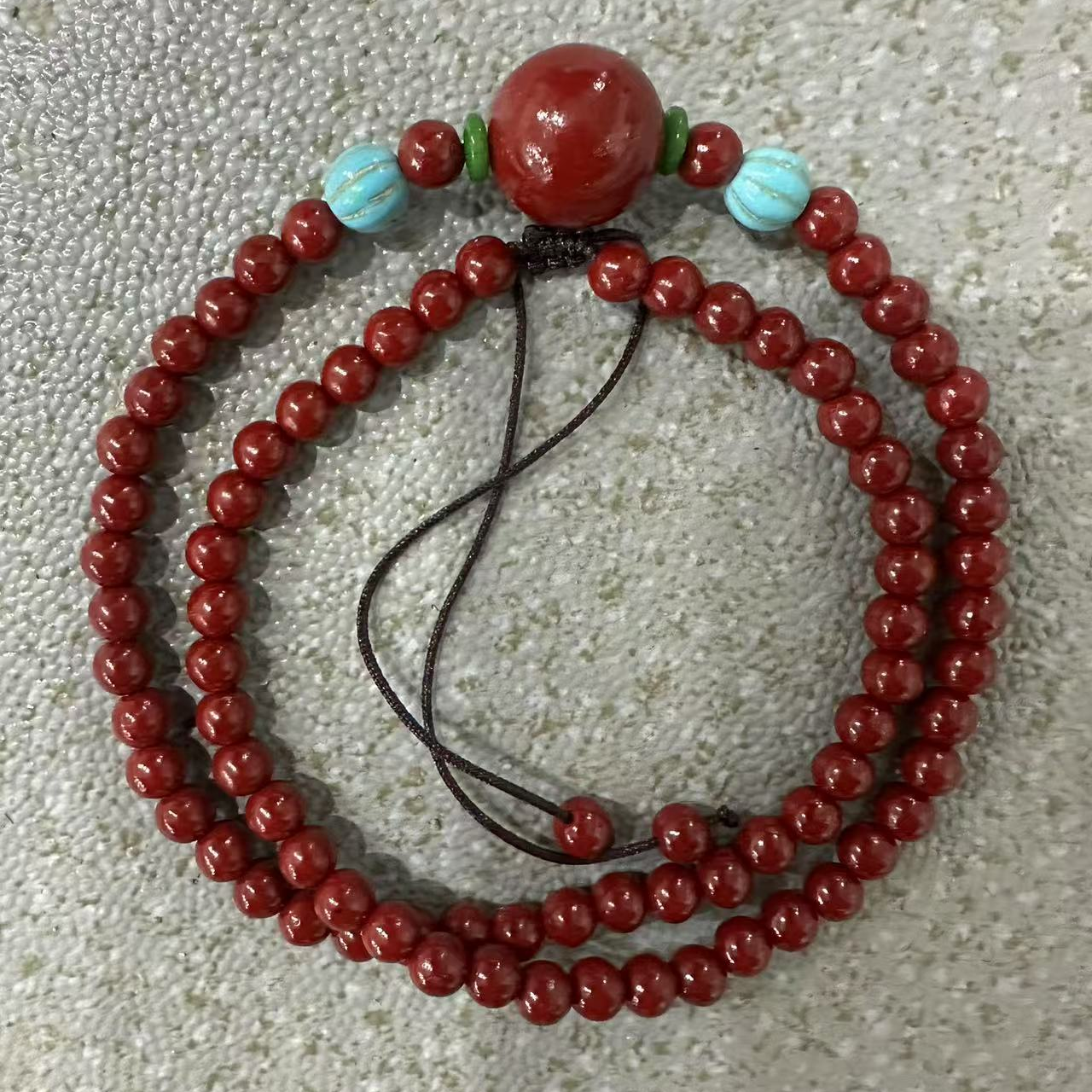 含辰砂工艺品A140 辰砂0.6cm人工合成圆珠手串