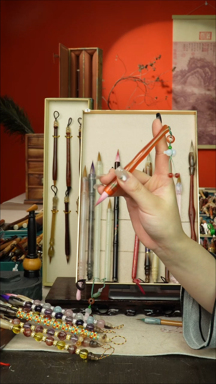 363号闪孤品高货毛笔链接 清水试笔 蘸墨不退