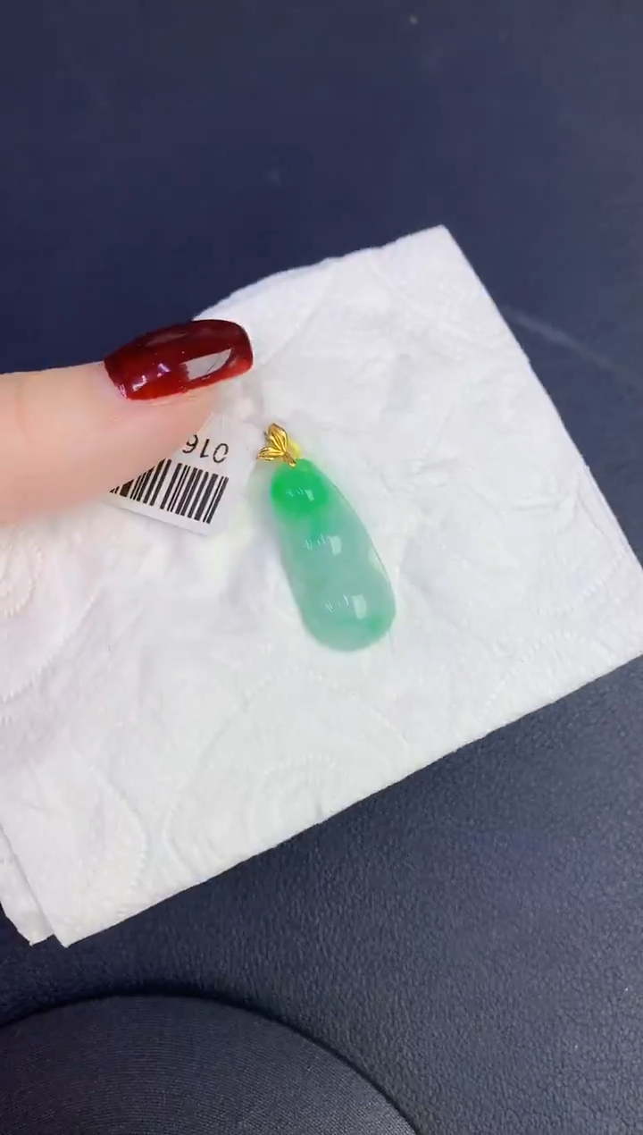 颈饰18K金镶嵌翡翠缅甸天然翡翠a货