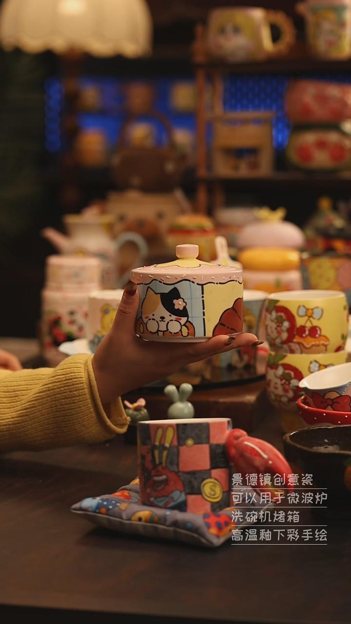 陶瓷景德镇可爱陶瓷釉下彩绘设计师款