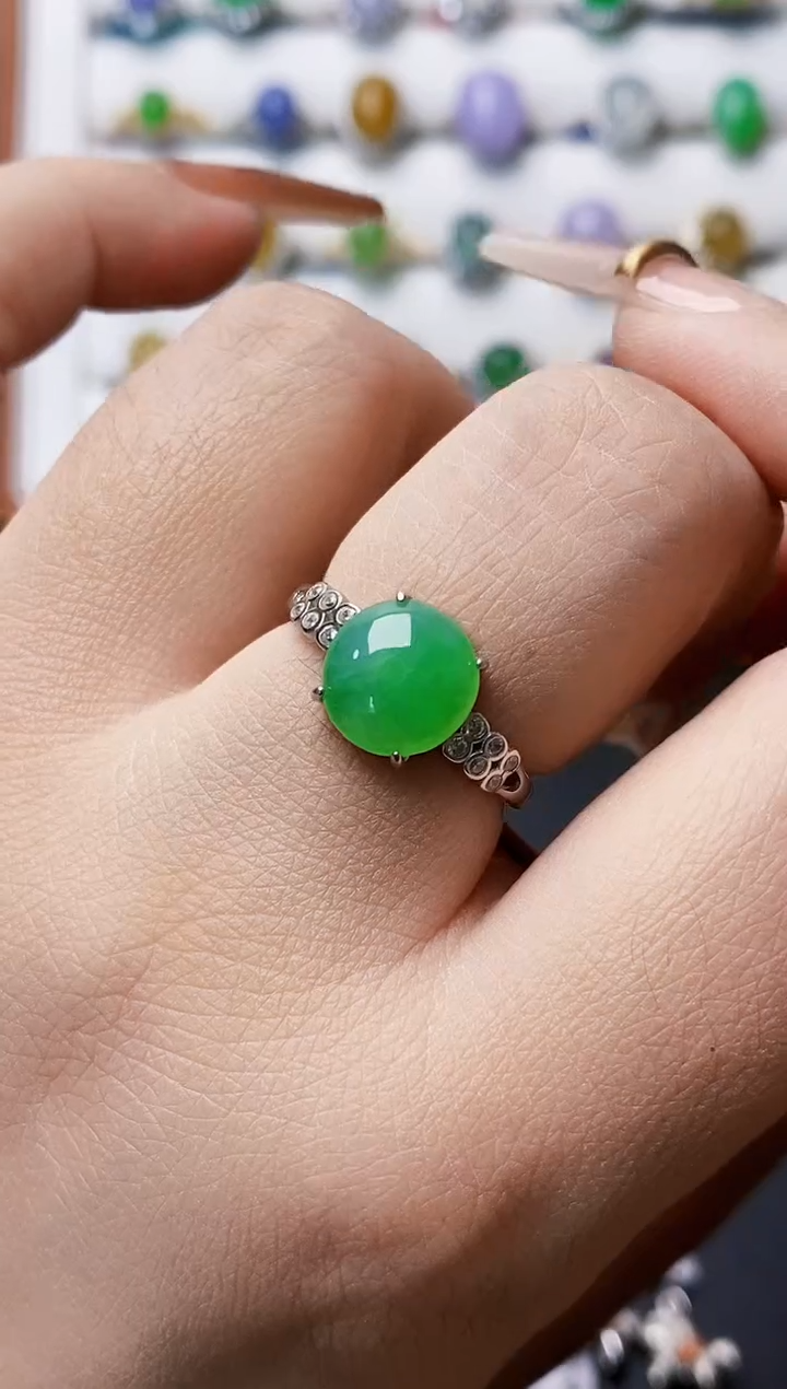 银S925镶嵌戒指翡翠0399