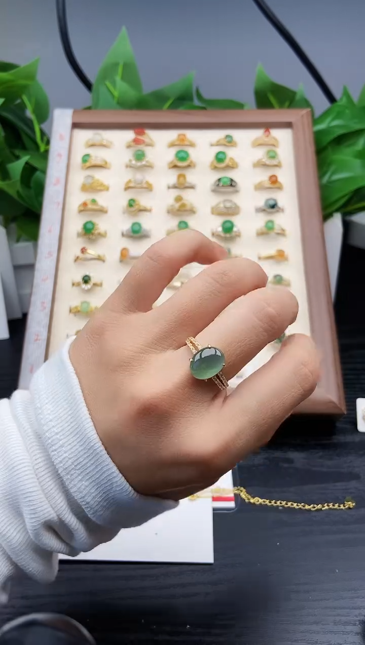 银S925镶嵌戒指翡翠12