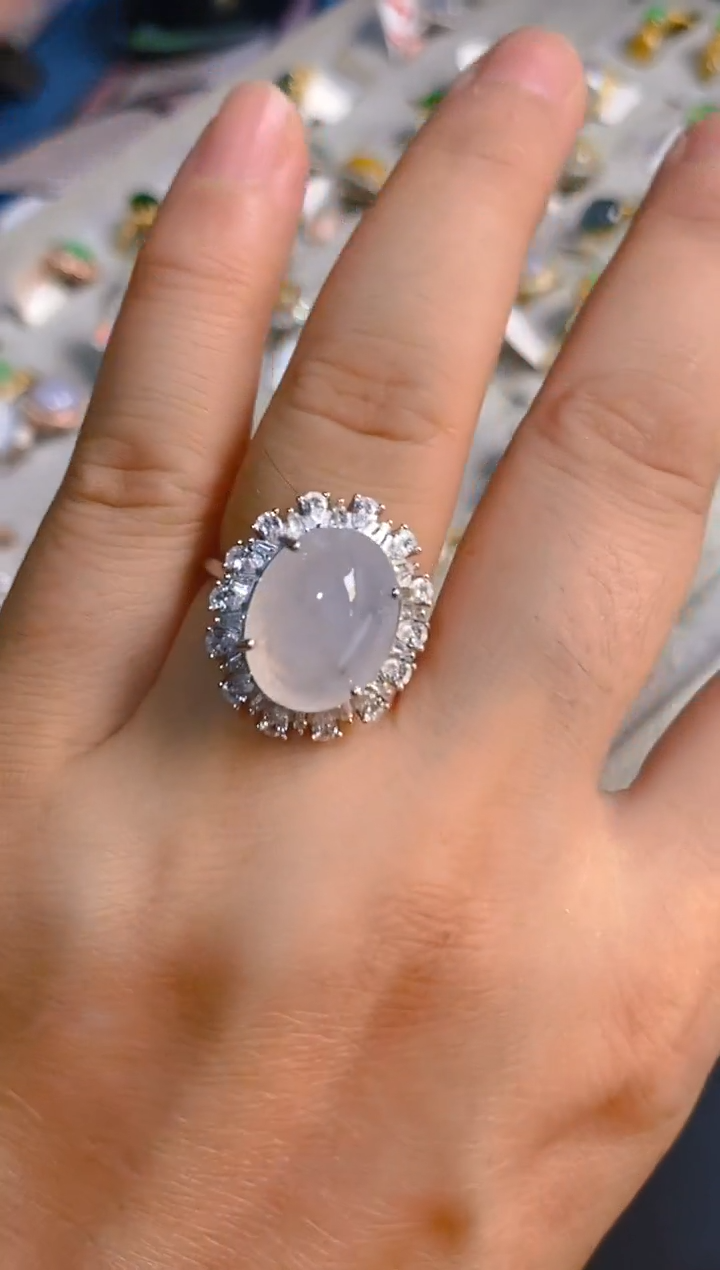 翡翠银S925镶嵌耳饰天然