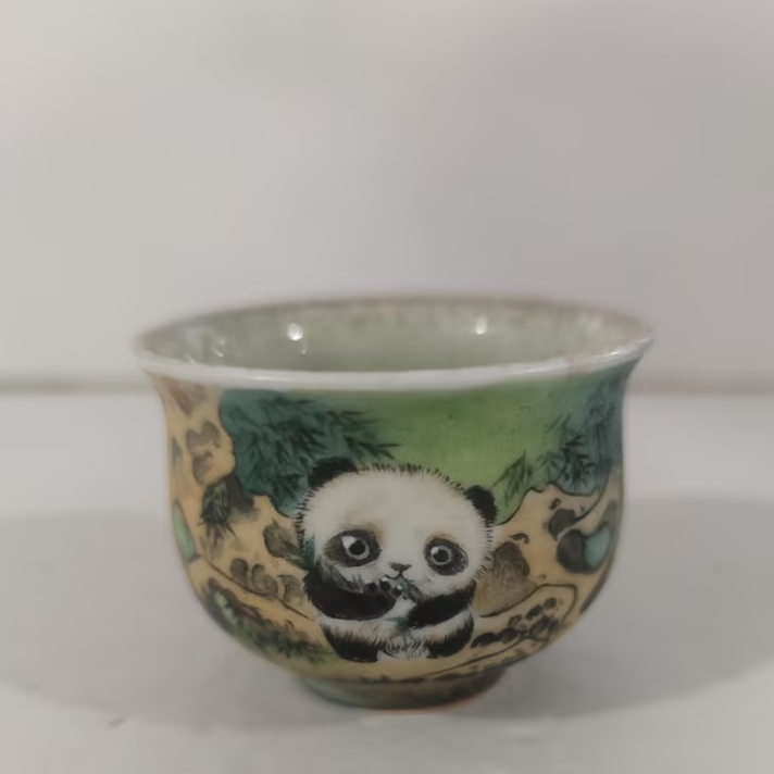 当代 熊猫-蕉白轩-低足杯子(70ml)（蕉白S0123）