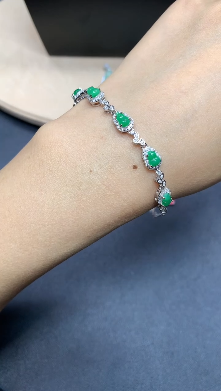 【闪购商品】翡翠手链银S925镶嵌葫芦【多样性发其一】