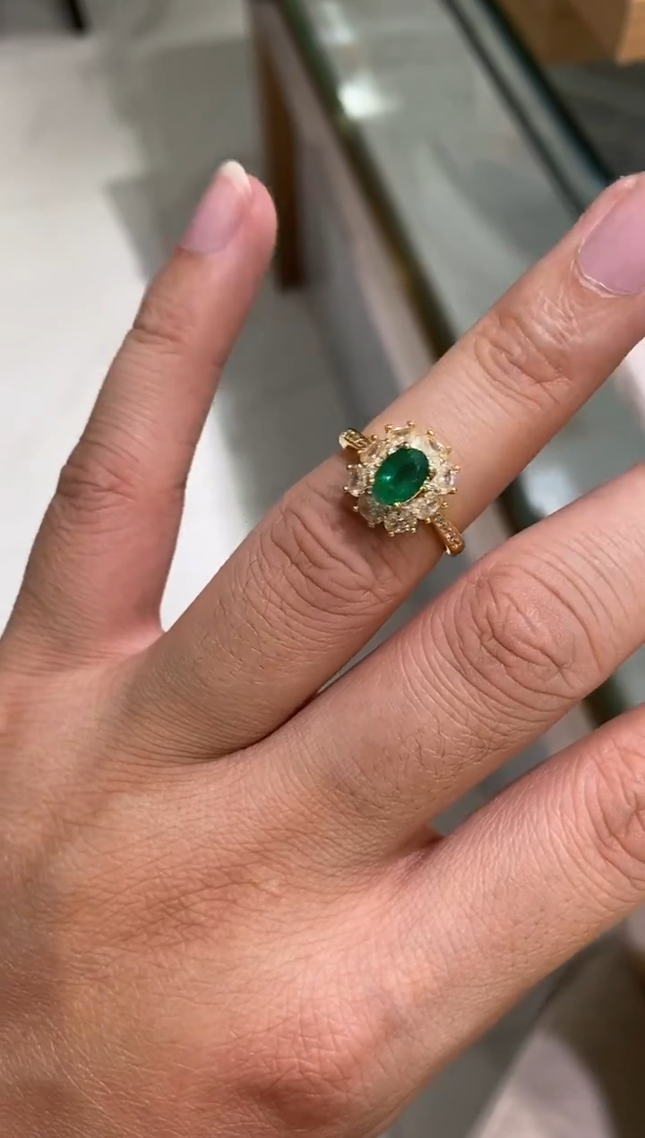 银S925镶嵌戒指祖母绿戒指