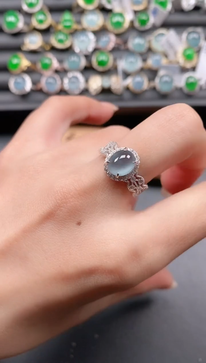 银S925镶嵌戒指翡翠11