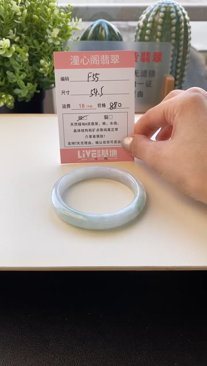 未镶嵌手镯翡翠圈口54.5编码F55