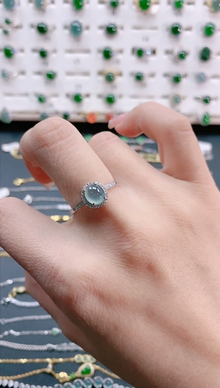 【闪购商品】翡翠戒指银S925镶嵌天然翡翠