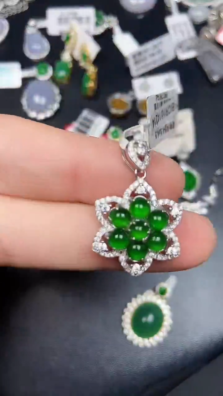 银S925镶嵌戒指翡翠3390