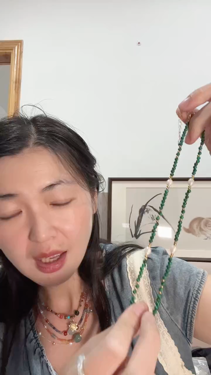 颈饰银S925镶嵌淡水珍珠孔雀淡水珍珠项链
