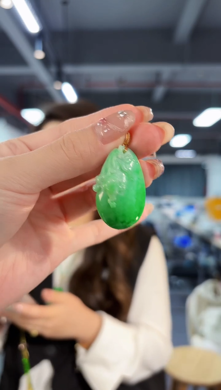 【闪购商品】翡翠颈饰18K金镶嵌缅料A货/支持复检/一件