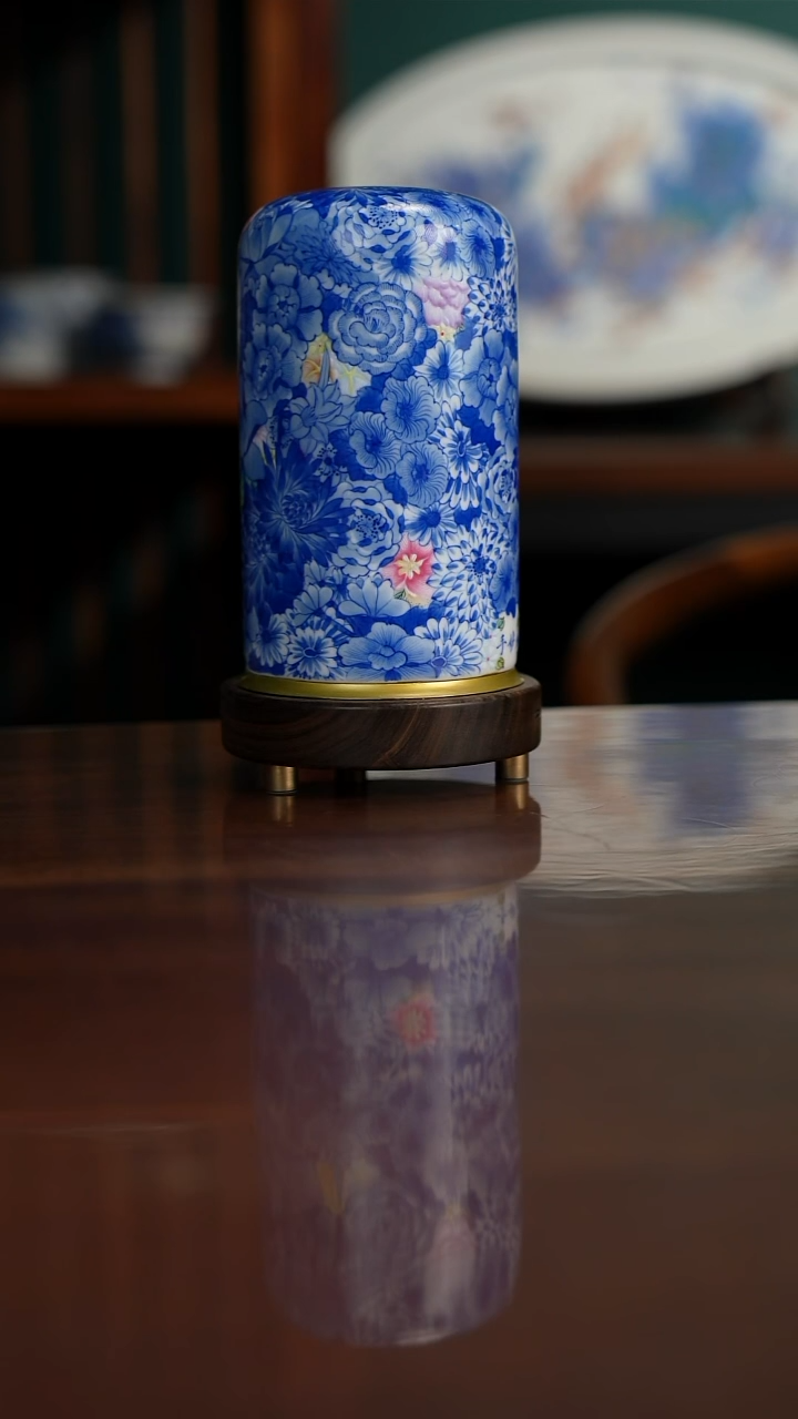 晓剑窑 青花珐琅彩万花灯