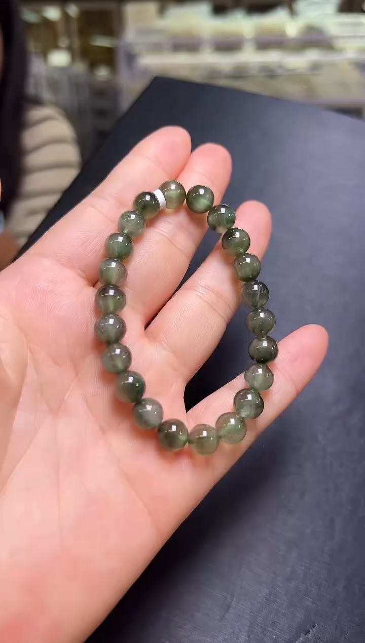 未镶嵌手串水晶绿发晶手串8mm+ JP52520 