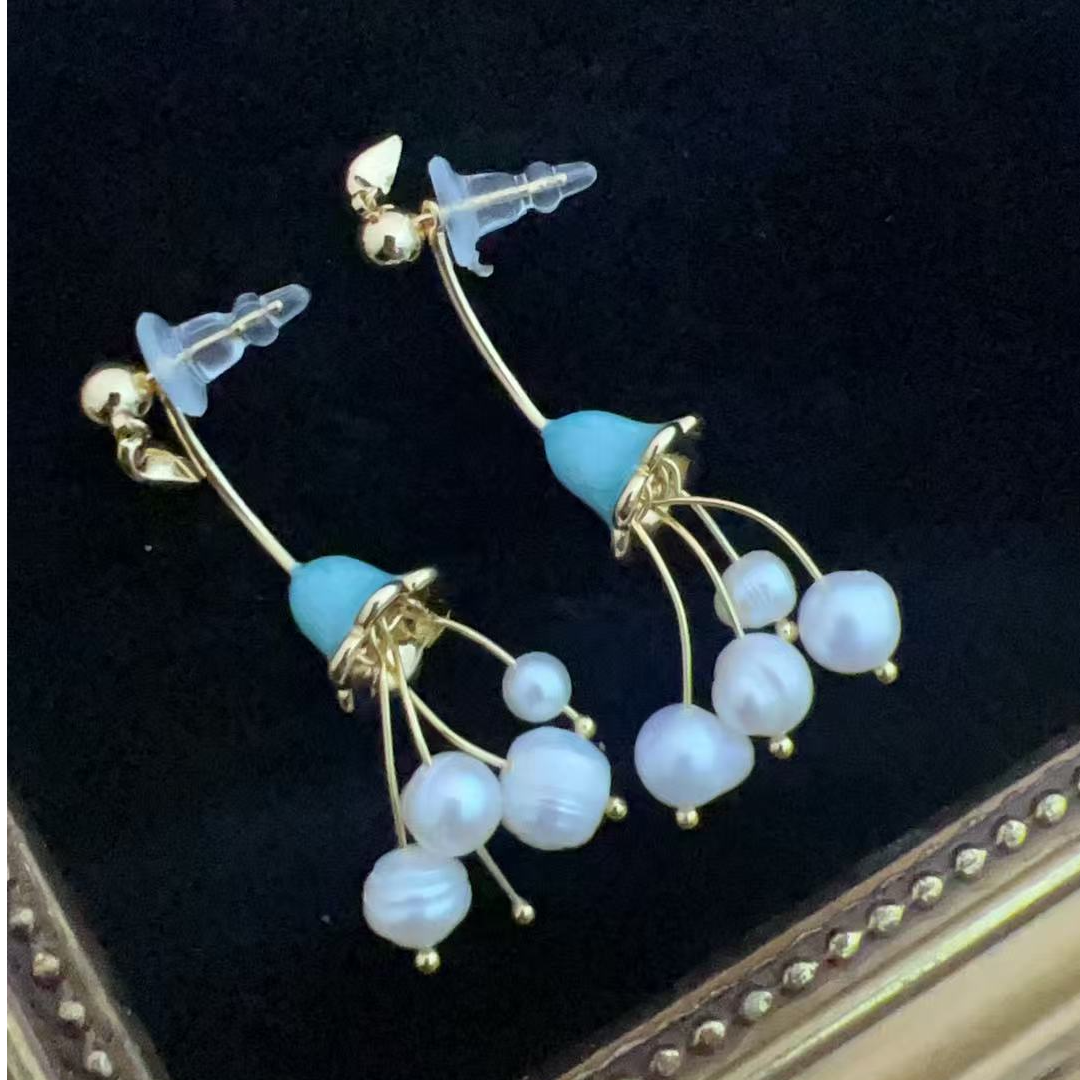 合金锆石耳饰 复古风港风3124