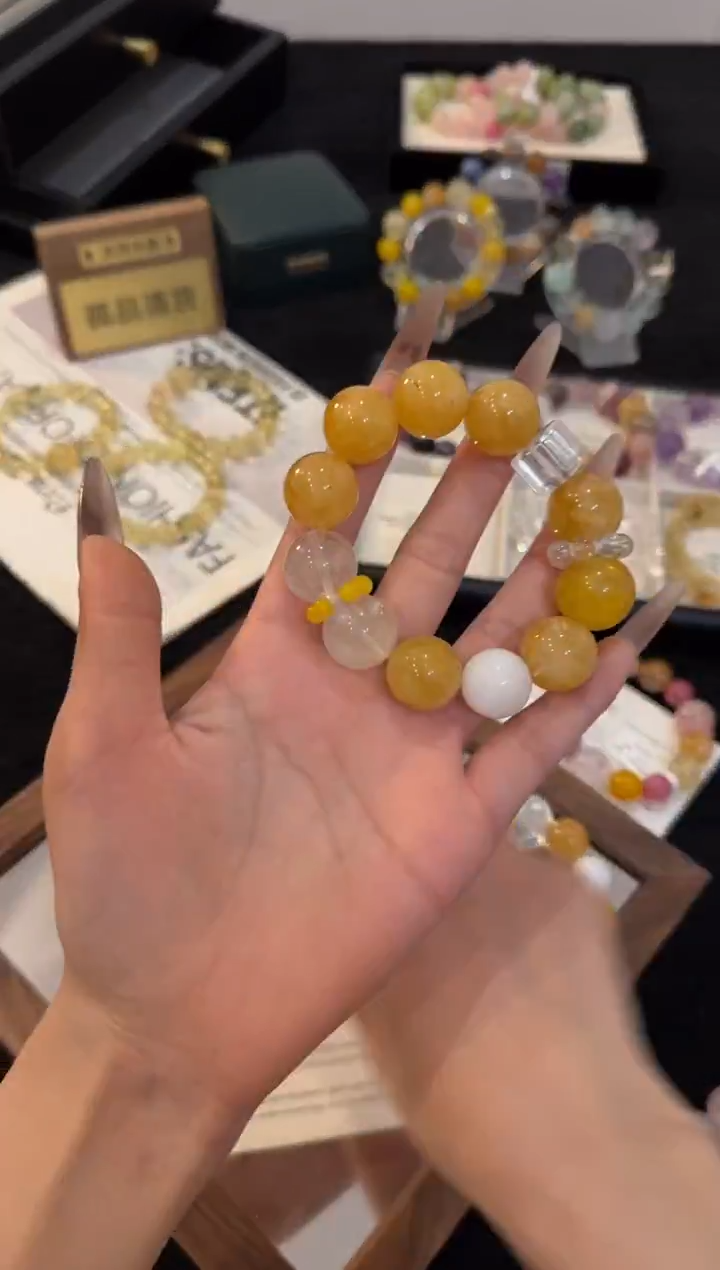 合金手链水晶黄胶花手链x3253