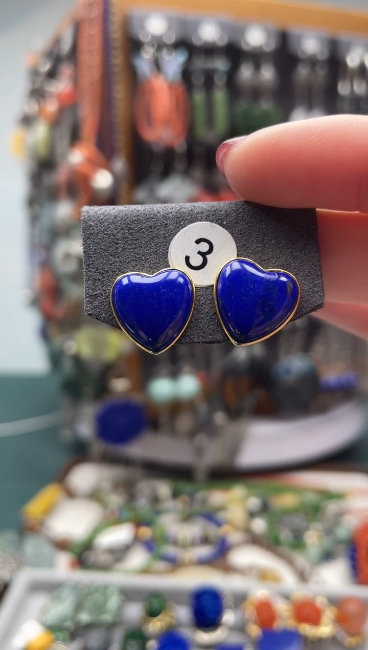 【闪购商品】青金石耳饰银S925镶嵌饰品