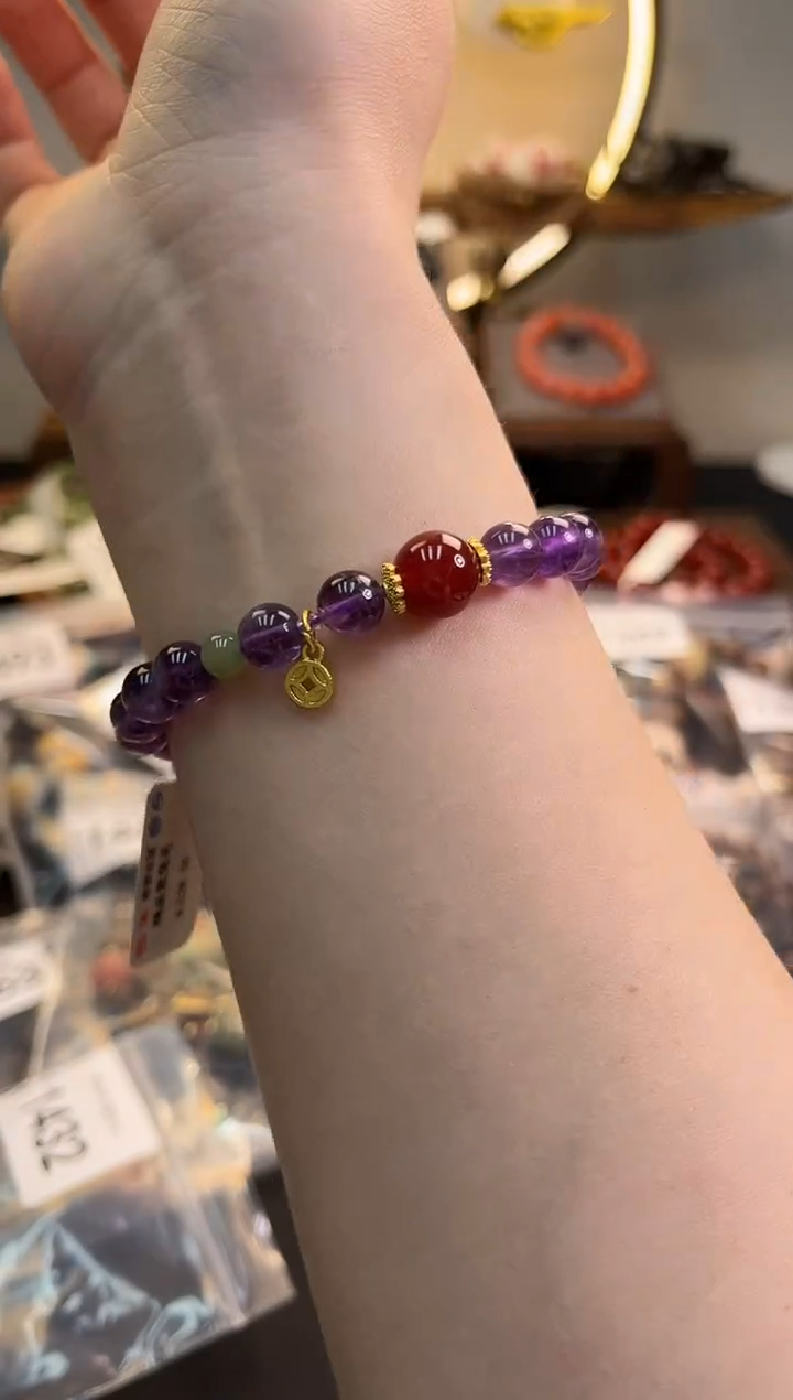 未镶嵌手链紫晶货号1432 兔毛