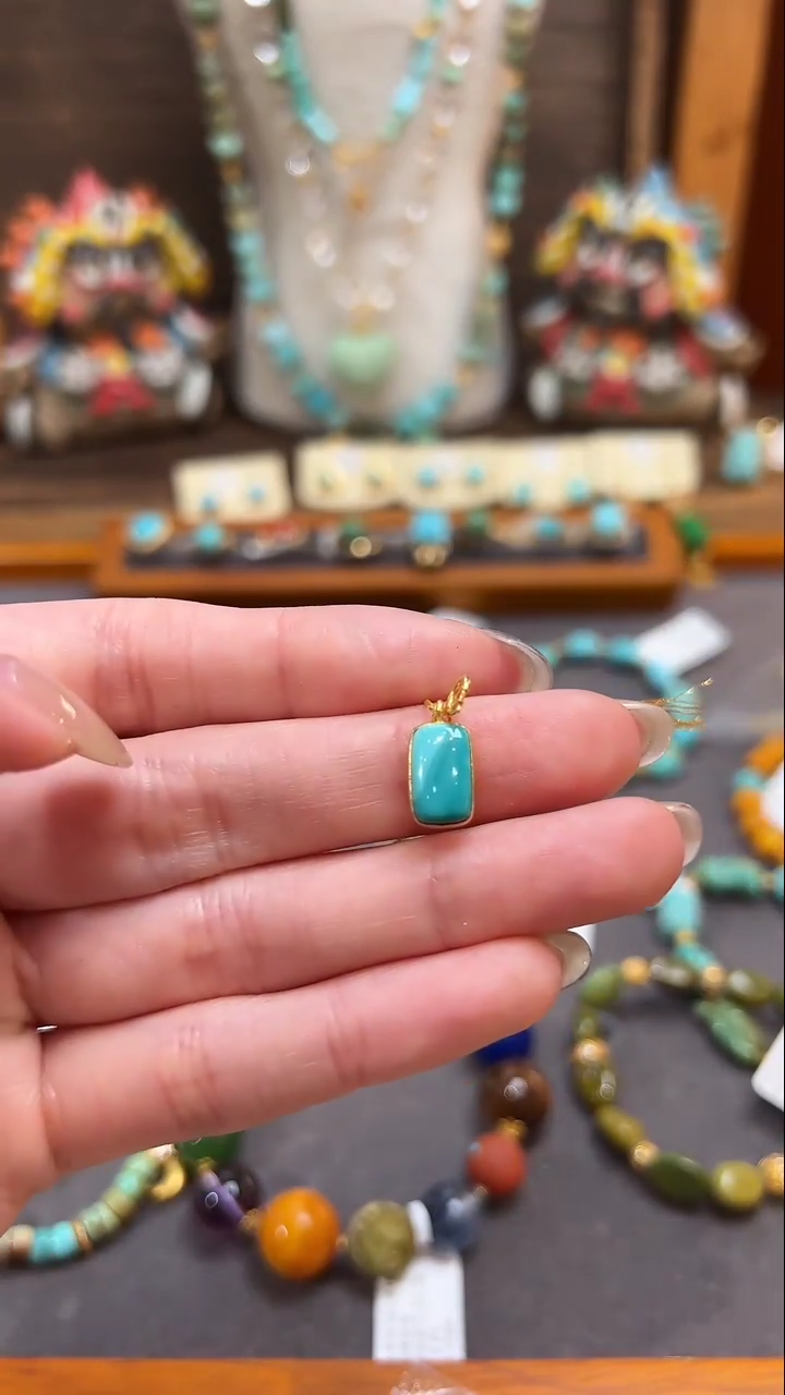 绿松石18K金镶嵌提溜绿松石提溜