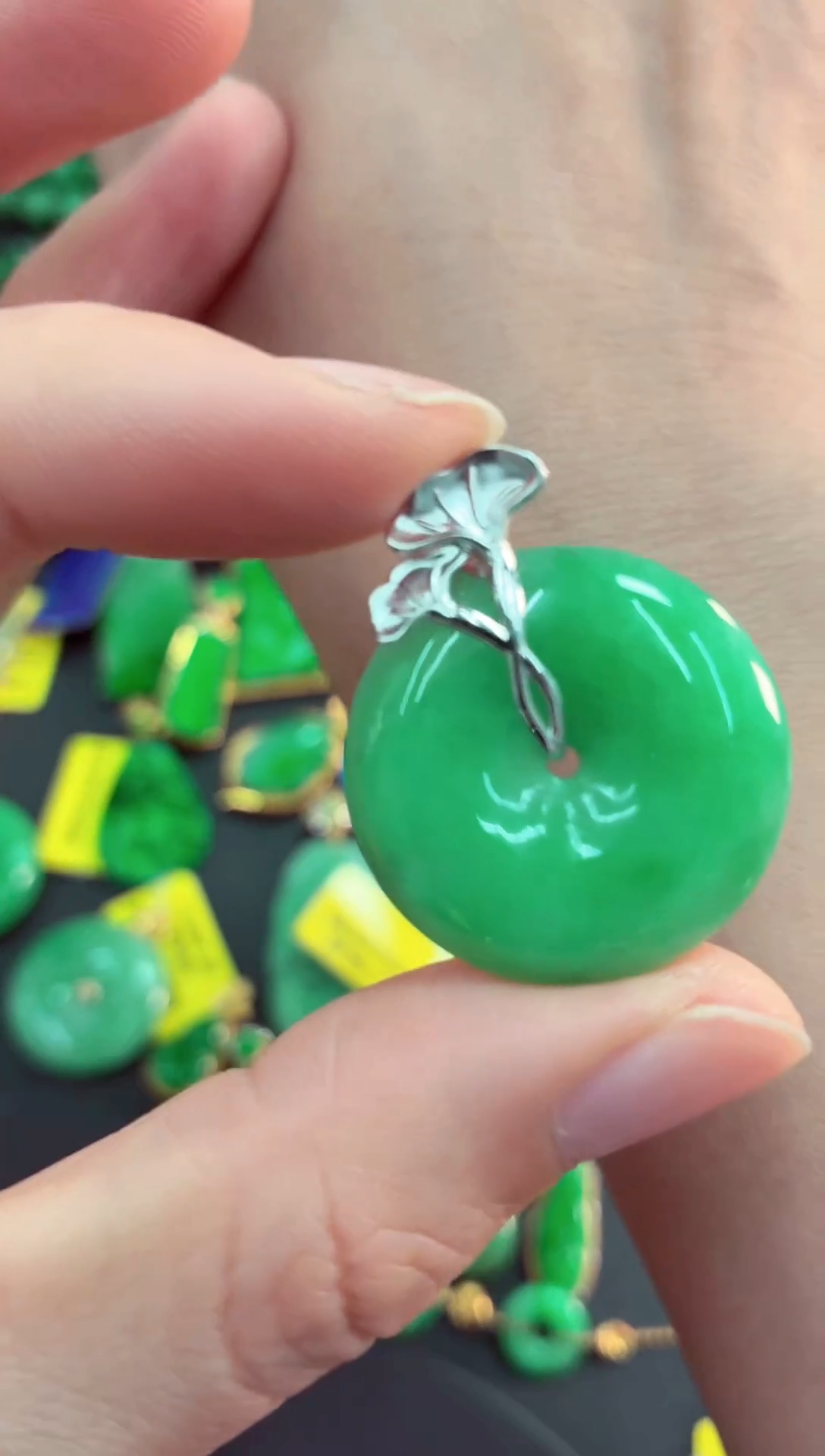 吊坠(不含链)18K金镶嵌翡翠天然缅甸翡翠A货