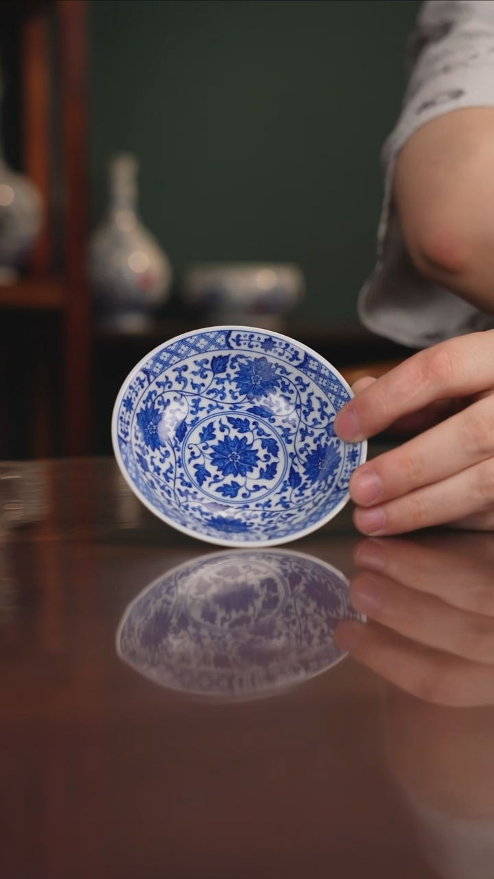 晓月柴窑 缠枝 斗笠杯