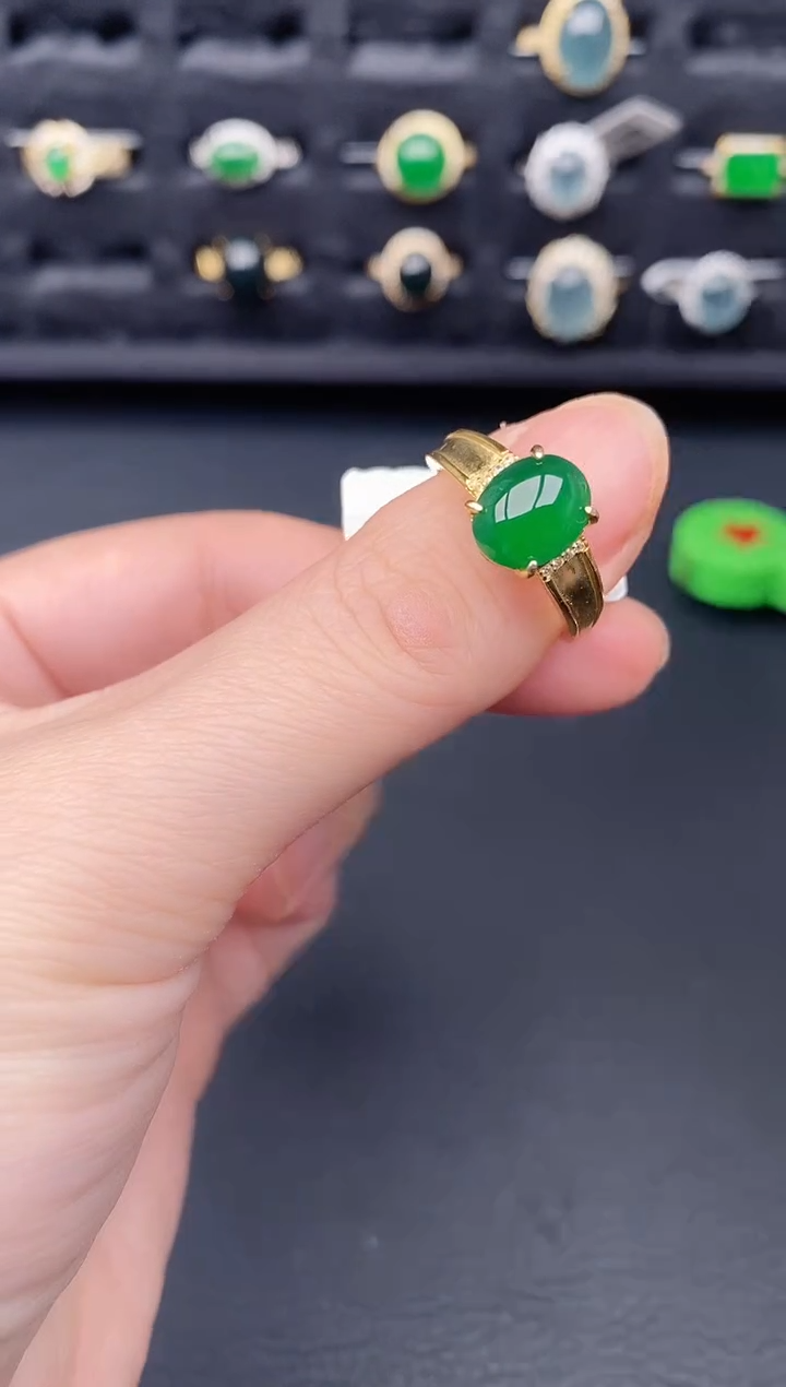 银S925镶嵌戒指翡翠天然a货翡翠510