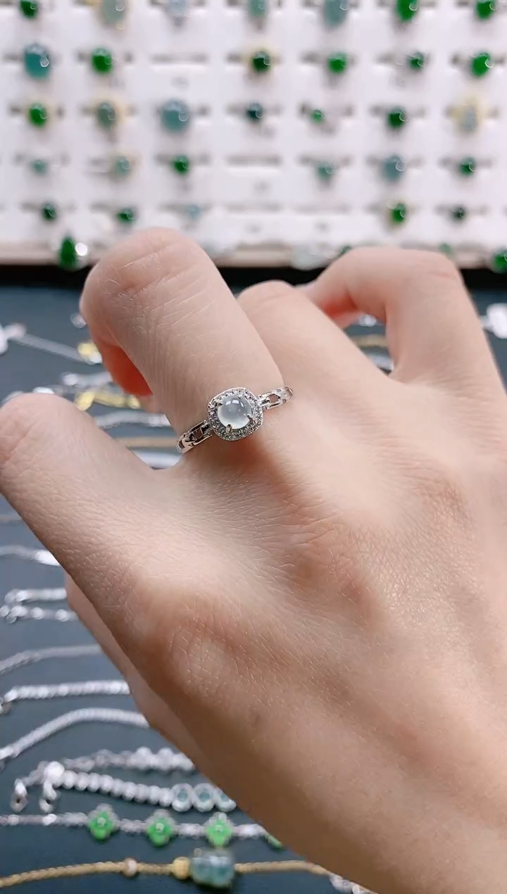 【闪购商品】翡翠戒指银S925镶嵌天然翡翠