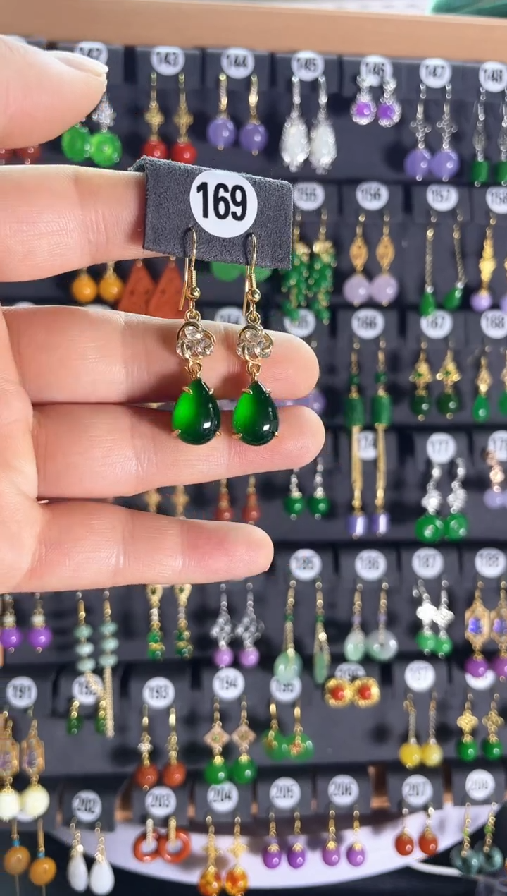 【闪购商品】翡翠耳饰银S925镶嵌169....