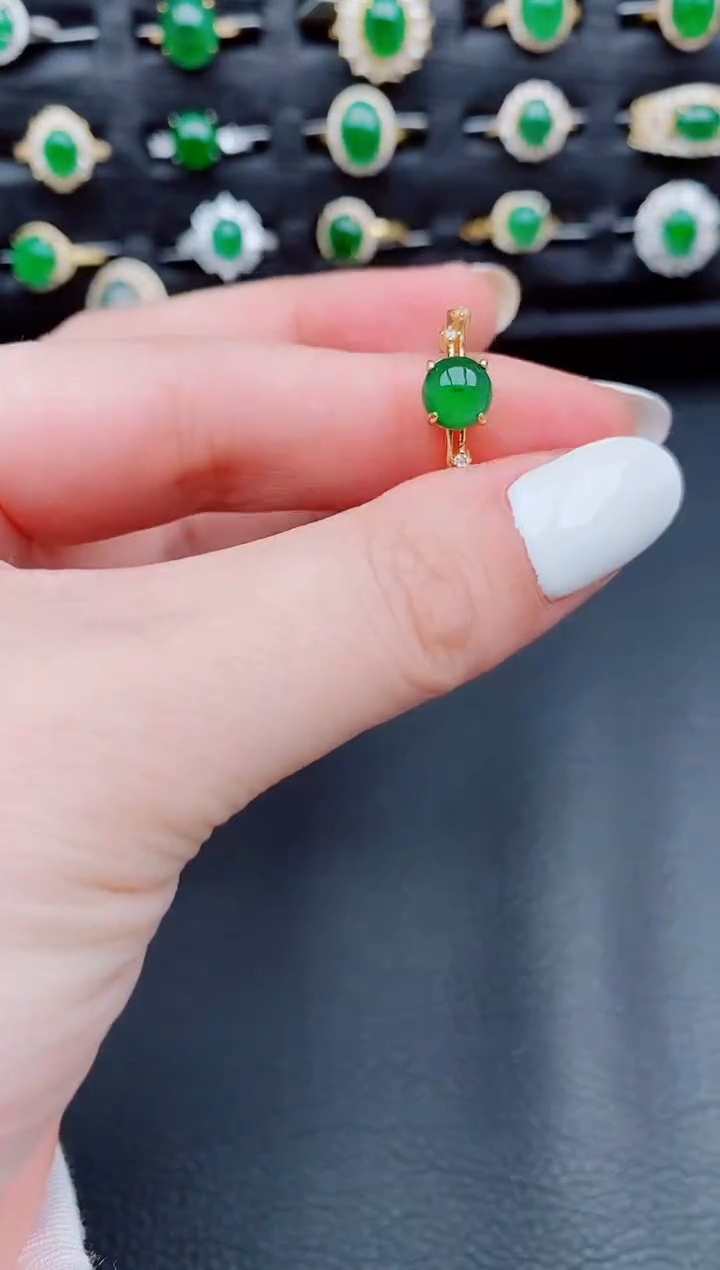 【闪购商品】翡翠戒指银S925镶嵌天然a货翡翠16