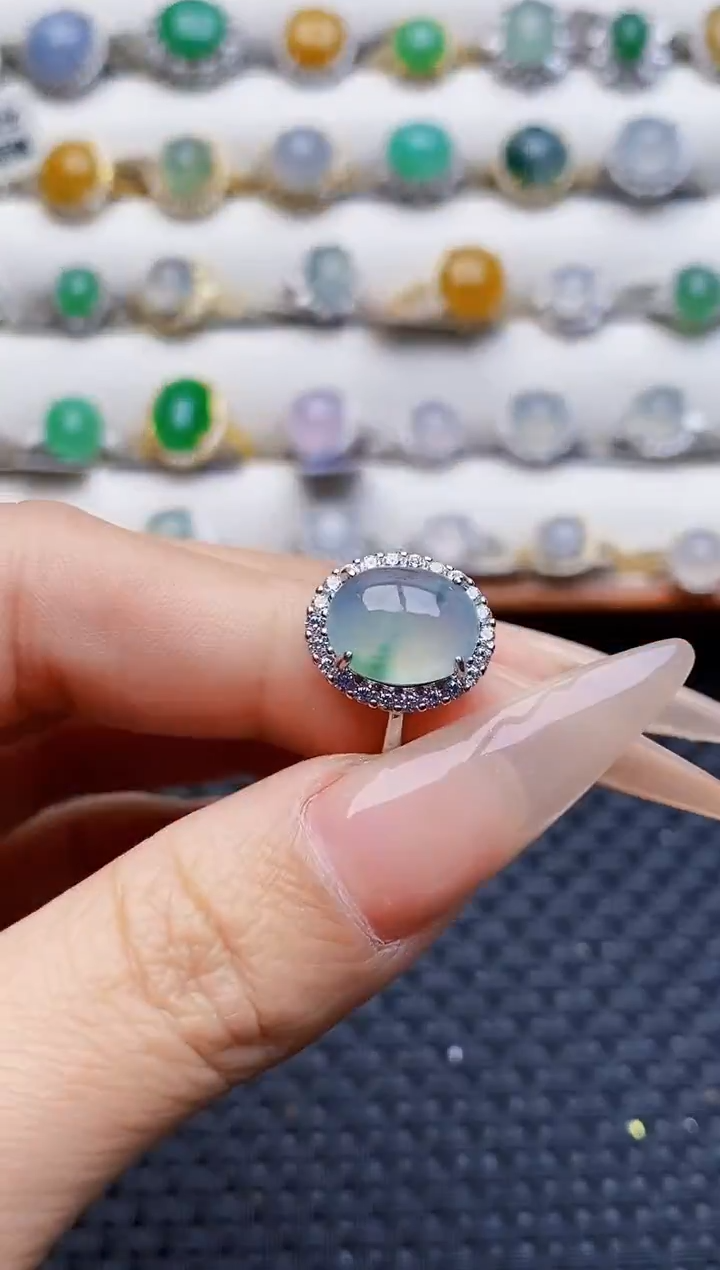 银S925镶嵌戒指翡翠4349