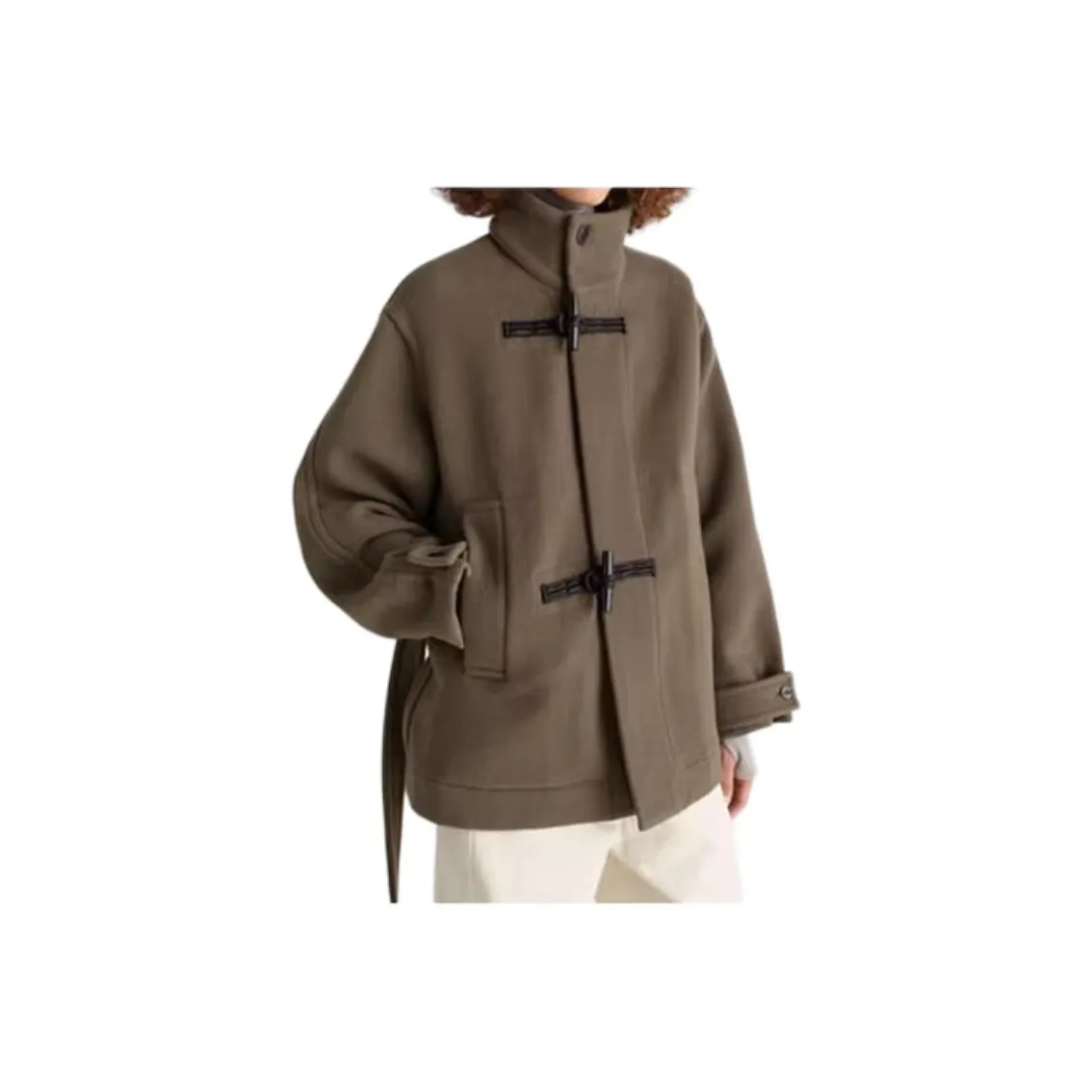 未使用 Lemaire/勒梅尔 落肩袖纯色柔软保暖百搭短款立领长袖大衣